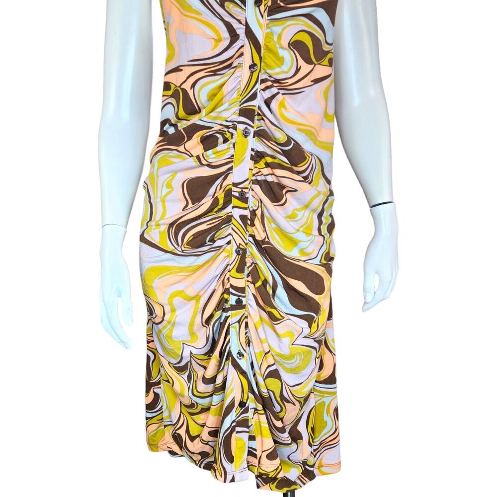 Rue 21 Women 1X Full-Button Bodycon Backless Tube‎ Dress Bohemiam 70s Swirl NWT - Picture 4 of 11